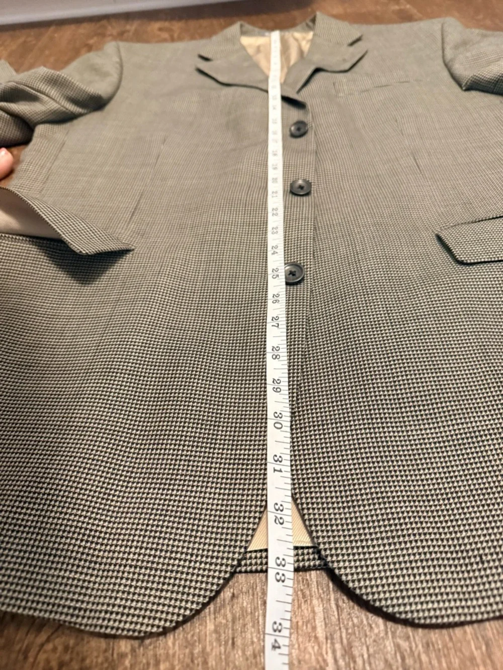 Oscar de la Renta Houndstooth Sport Coat Blazer Wool Look Tan Black Mens